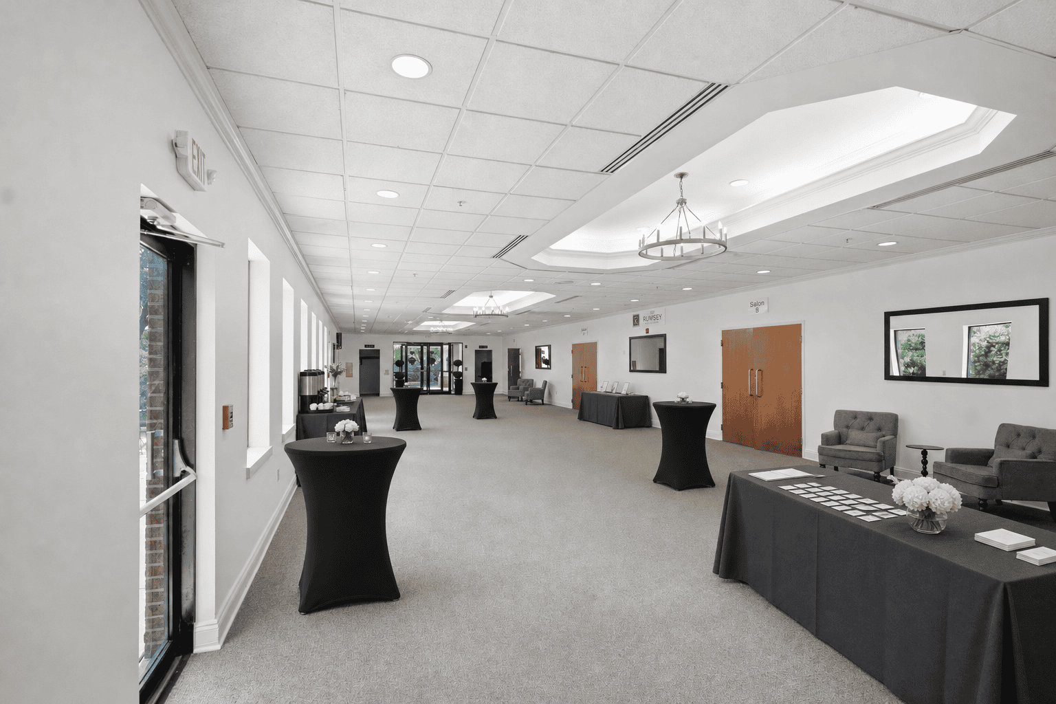 Pre-function gathering space at Rumsey Event Center