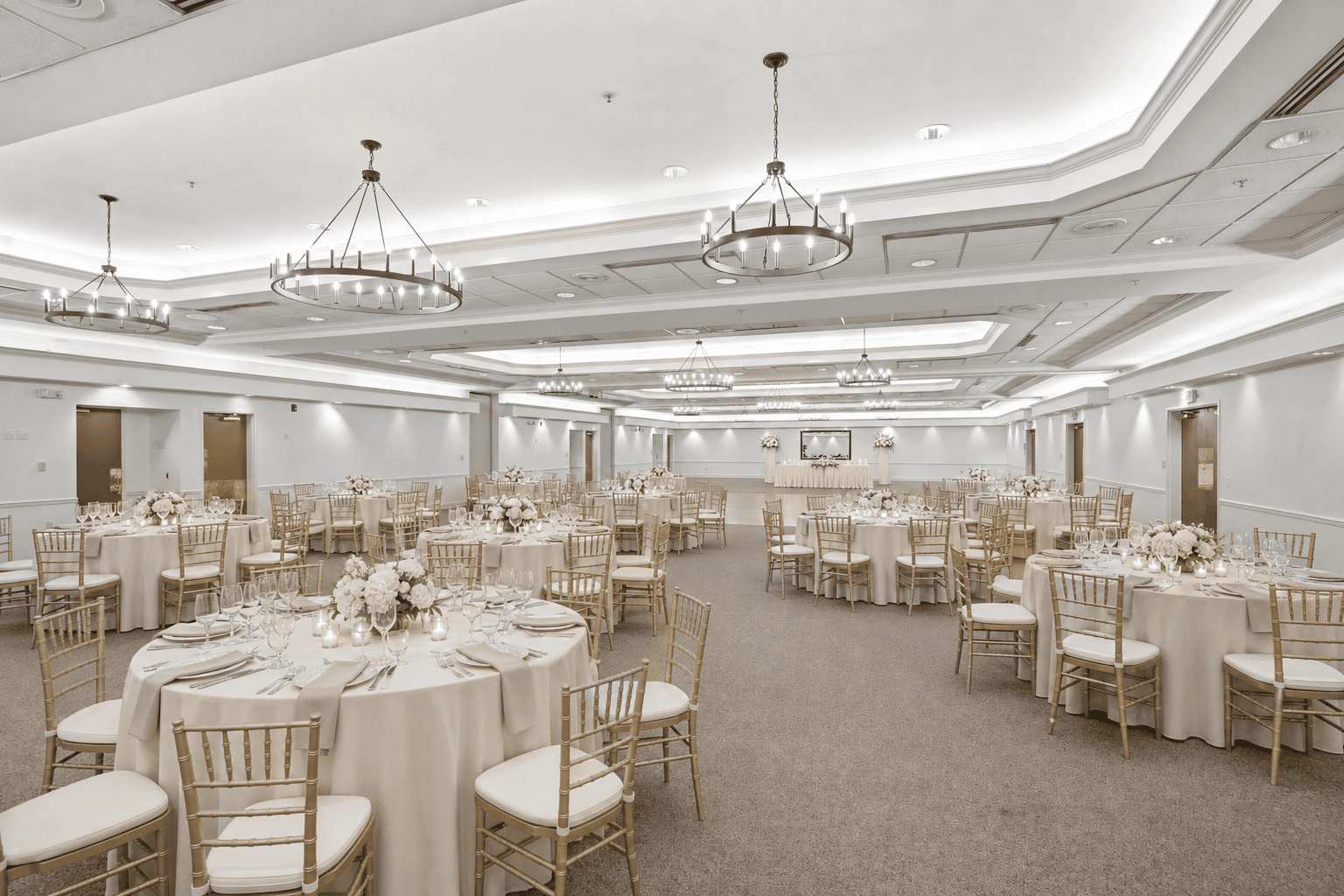 Champagne wedding reception at Rumsey Event Center in Shepherdstown, WV
